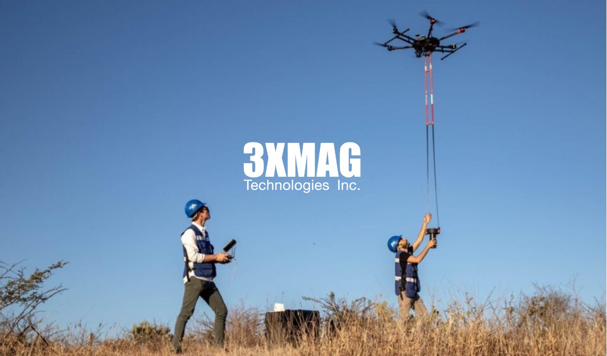 3XMAG field crew operating drone for geophysical survey