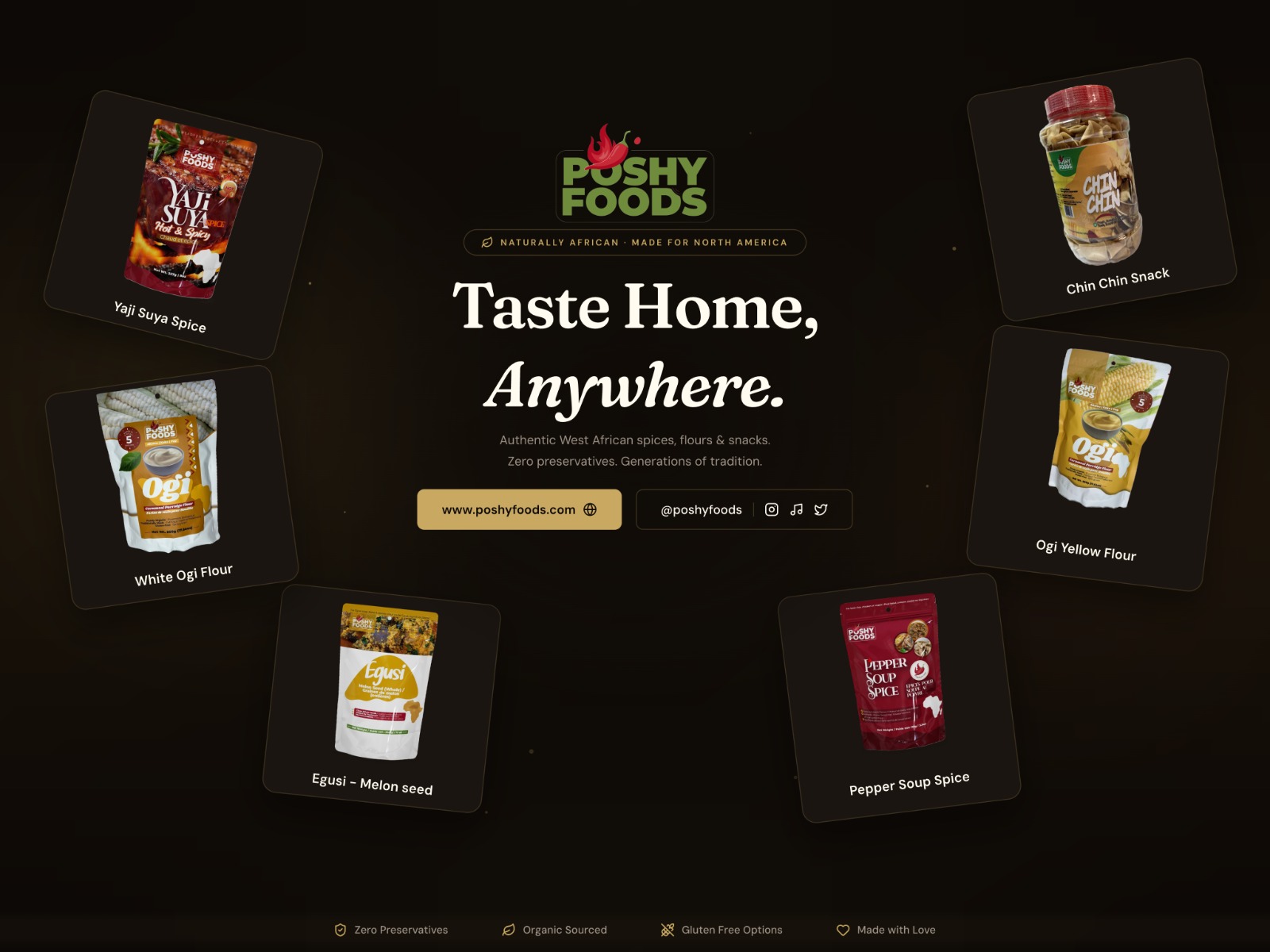 Poshy Foods product lineup